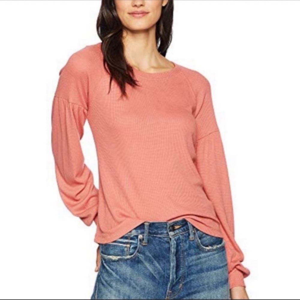 Sanctuary Josephine Waffle Knit Rose Pink Top Size Small